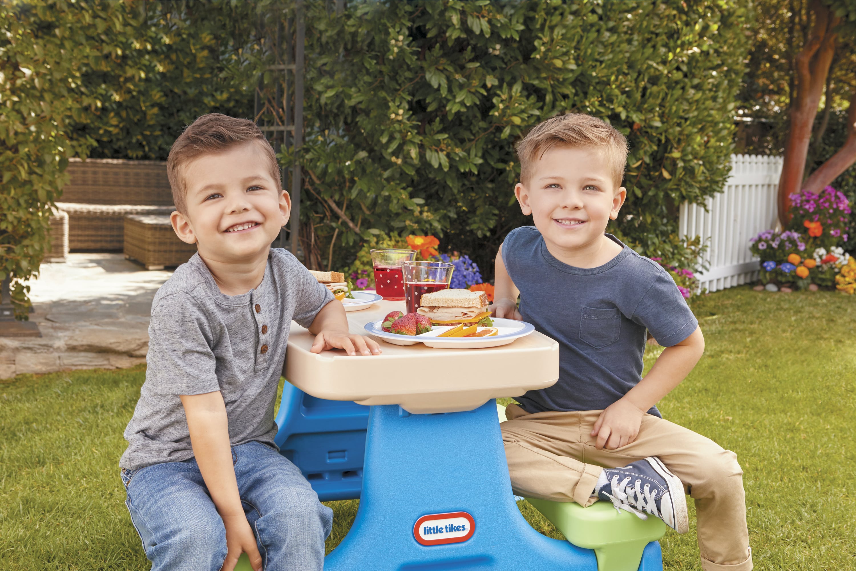 Little Tikes Easy Store Kids Picnic Table with Umbrella, Ages 2+ - image 5 of 6