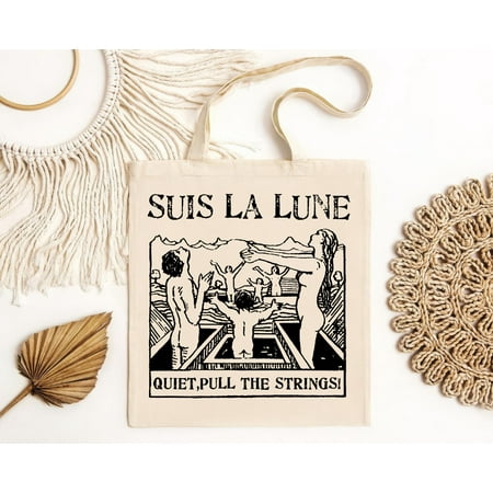 vintage Suis La Lune Tote Bag-TH6719