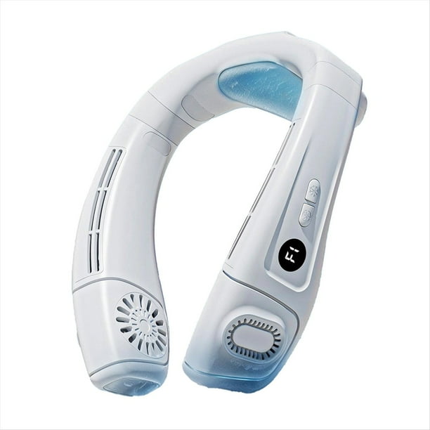 Aire Acondicionado de Cuello 2 en 1 con Placa de Refrigeración, Batería de 5200 MAh, Ideal para Exteriores, Interiores y Viajes.