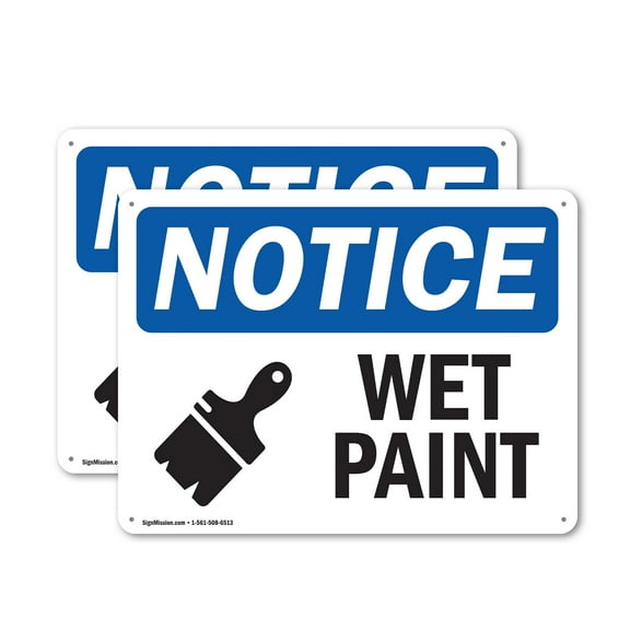 (2 Pack) Wet Paint OSHA Notice Sign 10 Inch X 7 Inch Plastic Sign, Weather Resistant, UV Protected for Workplace, Business, and Construction Site, Made in the USA