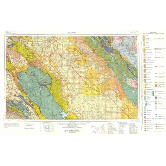 Historic Mine Map - San Jose California Mines Sheet - Rogers 1962 - Vintage Wall Art