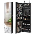 thumbnail image 1 of Giantex Jewelry Armoire Wall Door Mounted with LED Lights and Frameless Mirror, Black, 1 of 10