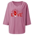 thumbnail image 3 of YUNAFFT Womens Tops Casual Loose Fashion Women Valentine V-neck Casual Cotton Jumper Tops Ladies Heart T-Shirt On Sale, 3 of 3