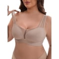 thumbnail image 4 of INSPIRE CHIC Women's Mesh Wireless Push Up Minimizers Wide Straps V-Neck Lightweight Breathable Seamless Soft Bras M Light Brown, 4 of 4