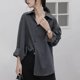 thumbnail image 5 of Blusas elegantes y chic de manga larga Rimocy para mujer 2023, camisas vintage negras y grises de manga larga para mujer, camisas holgadas con botones para mujer, tops para mujer, 5 of 5