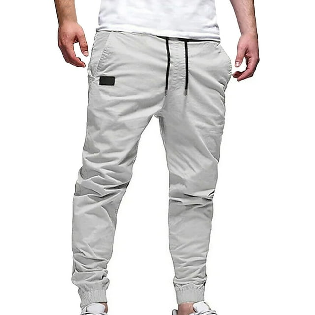 FAIWAD Jogger Pants for Men's Elastic Waist Solid Color Lace up Sports Sweatpants with Pockets
