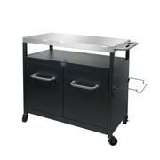 Expert Grill Outdoor BBQ Prep Cart with Wheels, Stainless Steel Top & Storage Shelves
