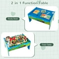 thumbnail image 4 of OLAKIDS Train Table, 80 Pieces Wooden Kids Activity Toy Table Playset with Reversible Detachable Tabletop, Tracks, Train, Railway, City, Gift for Toddler Boys Girls Ages 3+, 4 of 9