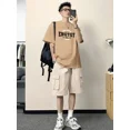 thumbnail image 5 of Conjunto de pantalones cortos con alfabeto para hombre, trajes deportivos grises, oferta de estilo coreano, conjuntos de camisetas y pantalones cortos de dos piezas para hombre, novedad en camisetas y, 5 of 5