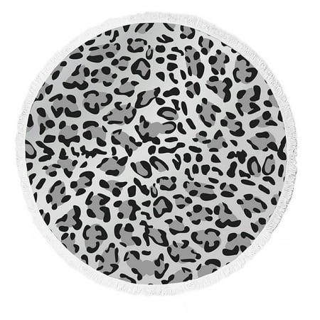 ECZJNT Leopard Print Pattern Gray Scale Beach Towel Beach Blanket Beach Yoga Mat