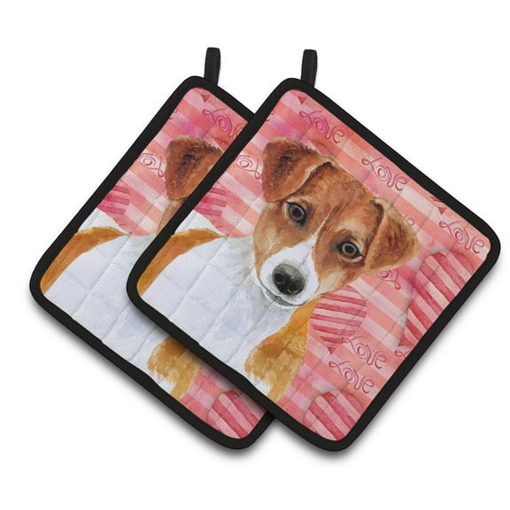 Caroline's Treasures Jack Russell Terrier Love Pair of Pot Holders