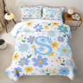 thumbnail image 2 of Meiyoeat Delicate Wildflower Letter S Twin Quilt Set for Girls,Cute Art Twin Coverlet Set for Bedroom,Light Blue Yellow White, 2 of 7
