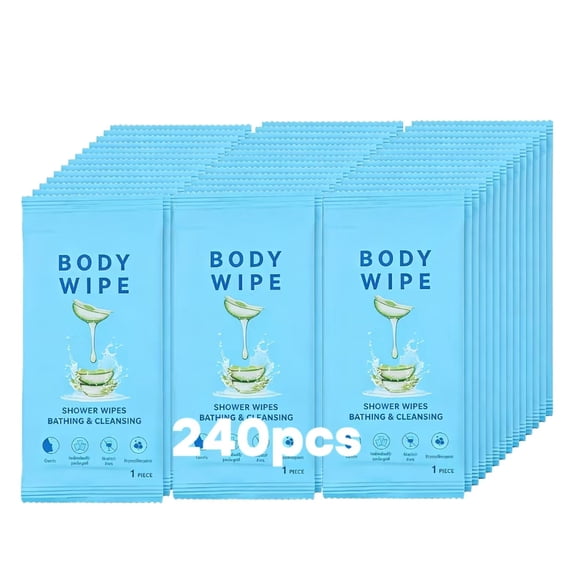 240pcs/box Individually Wrapped Cleansing Body Wipes, 9.29" x 8" Disposable Bath Wipes, Bulk Pack for Adults, Ideal for Gym, Travel, Camping, Hiking & Daily Hygiene