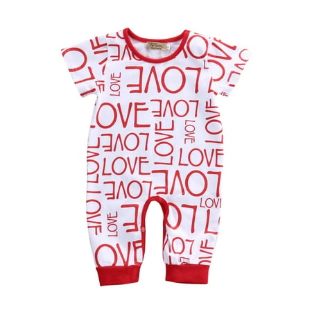 

Xsylife Toddler Baby Girls LOVE Cotton Romper Short Sleeve Letter Jumpsuit Bodysuit Outfit