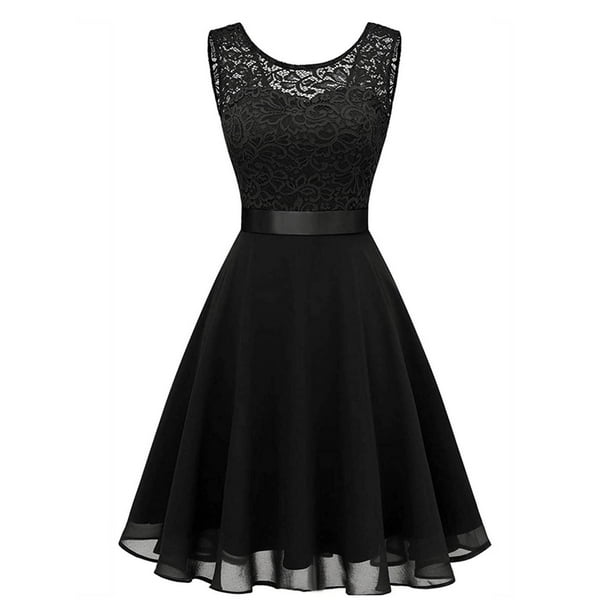 VISgogo Mujer Verano A-line Vestidos Color Sólido Recorte Cuello Redondo Túnica Cintura Sin Mangas Vestido VISgogo moda