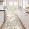 thumbnail image 1 of Runner Rug Kitchen Washable Rugs: 2x6 Non-Slip Boho Soft Vintage Stain Resistant Indoor Floor Neutral Farmhouse Throw Carpet for Hallway Bathroom Laundry Room Entryway Bedroom- Gray Gold, 1 of 8