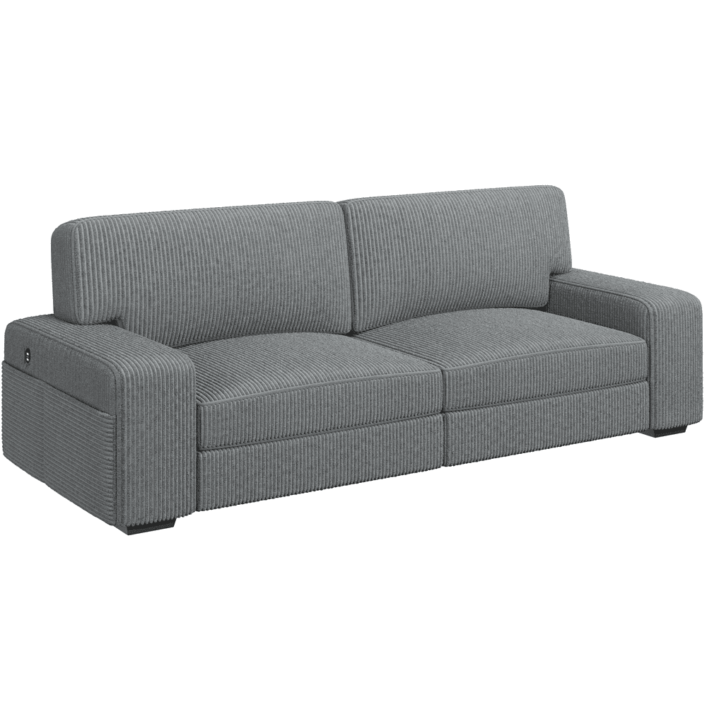 Renwick 83.5'' W 2-Seater Modern Corduroy Fabric Sofa Couch with USB Charging Ports for All Ages, Dark Gray