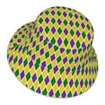 thumbnail image 3 of Gaeub Mardi Gras Purple Yellow Plaid Printed Double Sided Reflective Bucket Hat Foldable Sun Hat for Camping Hiking Fishing, 3 of 9