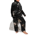thumbnail image 2 of Elegant Floral Print Lapel Pant Sets Long Sleeve Black Plus Size Pajama Sets (Women's), 2 of 4