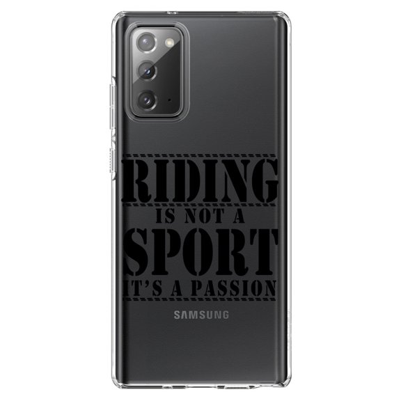 DistinctInk Clear Shockproof Hybrid Case for Samsung Galaxy Note 20 (6.7" Screen) - TPU Bumper Acrylic Back Tempered Glass Screen Protector - Riding is A Passion - horses