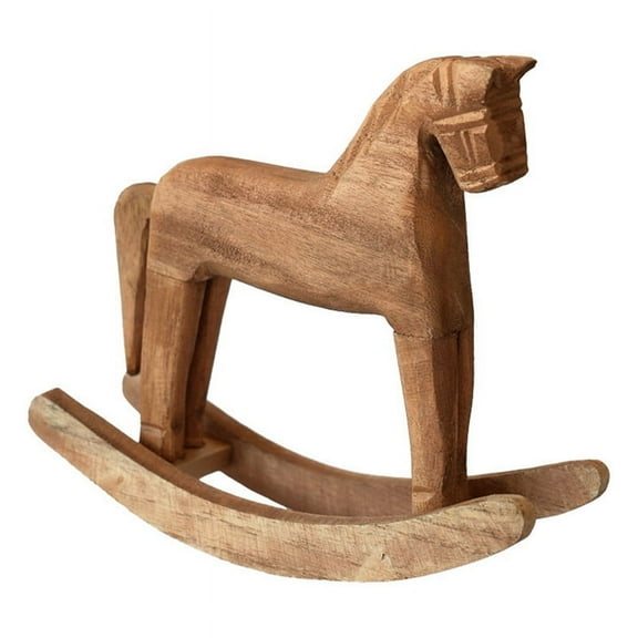 Vintage Carved Wood Rocking Horse Animals Decorated with Wood Carved Craft Horse Figurines for Home Decoration