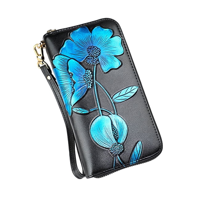 Monedero de cuero Qarigey elegante portátil Azul
