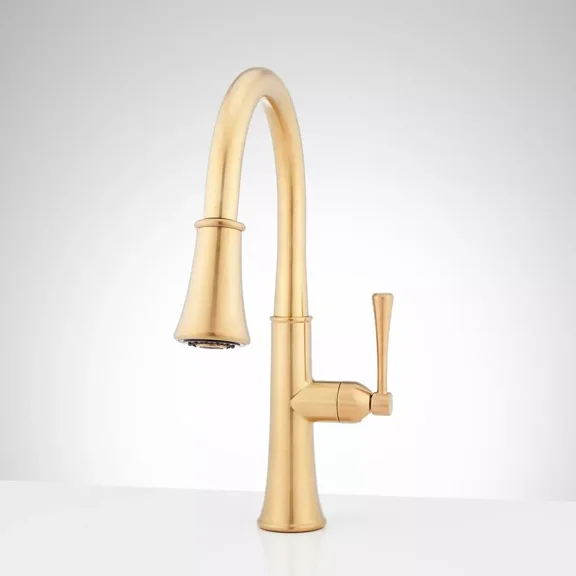 Open Box Signature Hardware SHXCPD107BG Single Handle Pull Down Kitchen Faucet, Brushed Gold