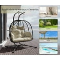 thumbnail image 6 of Bifanuo Double Wicker Swing Egg Chair Hammock Foldable Hanging Loveseat with Stand, UV Resistant Removable Cushions, 700LBS Capacity for Bedroom, Balcony (Black and Beige), 6 of 7