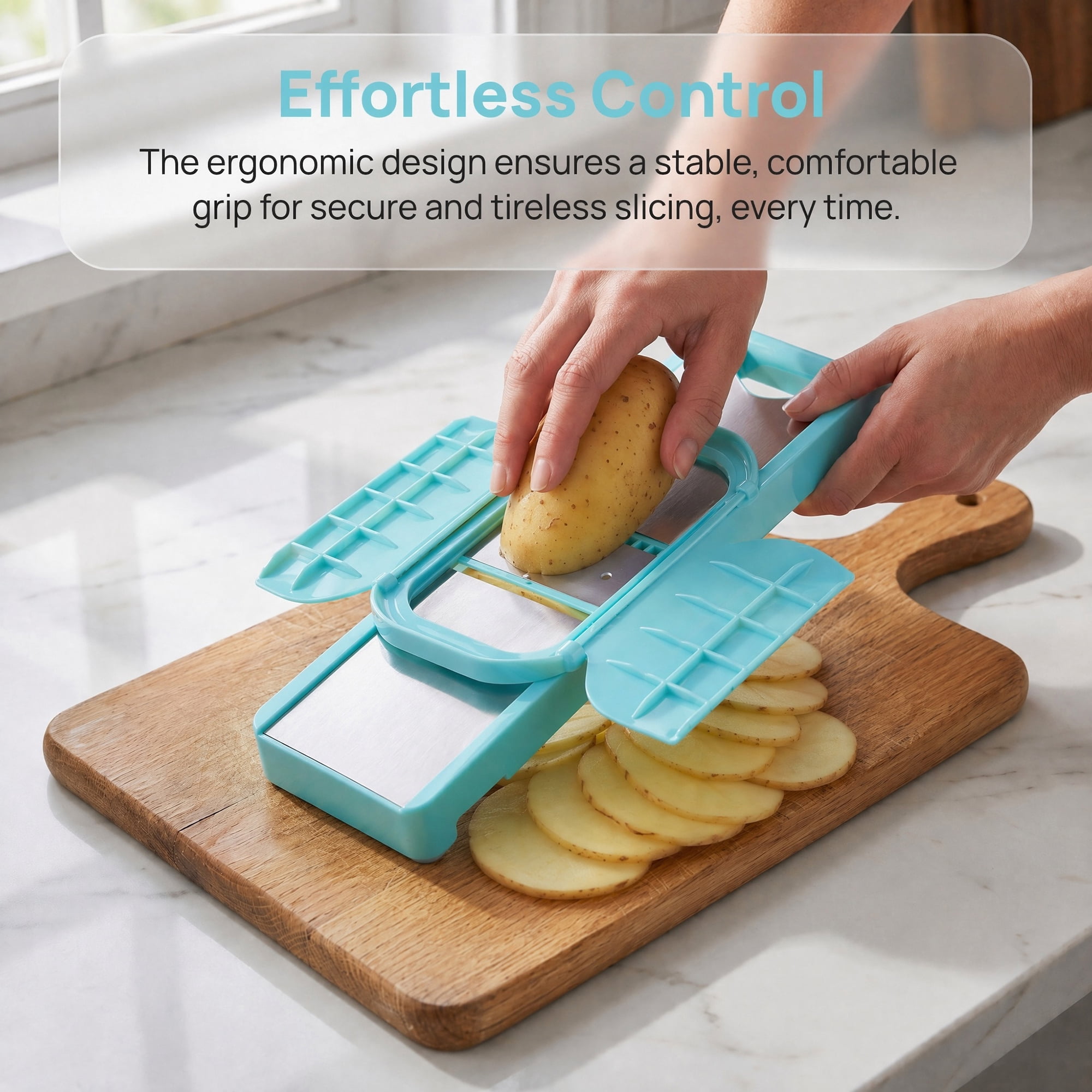 Unique Bargains Stainless Steel Mandoline Slicer with Safety Guard 2 in 1(A) 14.8"x3.9"
