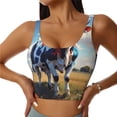 thumbnail image 2 of Picia Colorful Cow Pasture Sports Bra for Women,Padded Strappy Sports Bras Medium Support Yoga Bra with Removable Cups,Running Yoga Bra-Large, 2 of 9