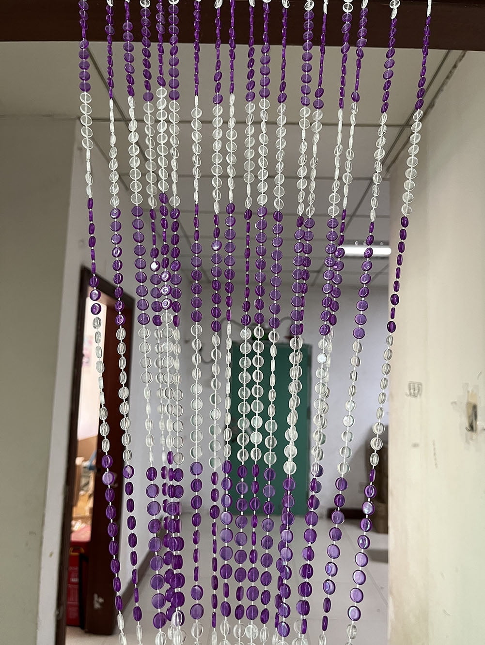 ZiDeTang 100% Acrylic Round Beaded Door Curtain for Doorway Sparkle Boho Hippie Room Divider Decor Fringe Tassel Window Fly Screen ( Purple, 39.3" x 76.7")