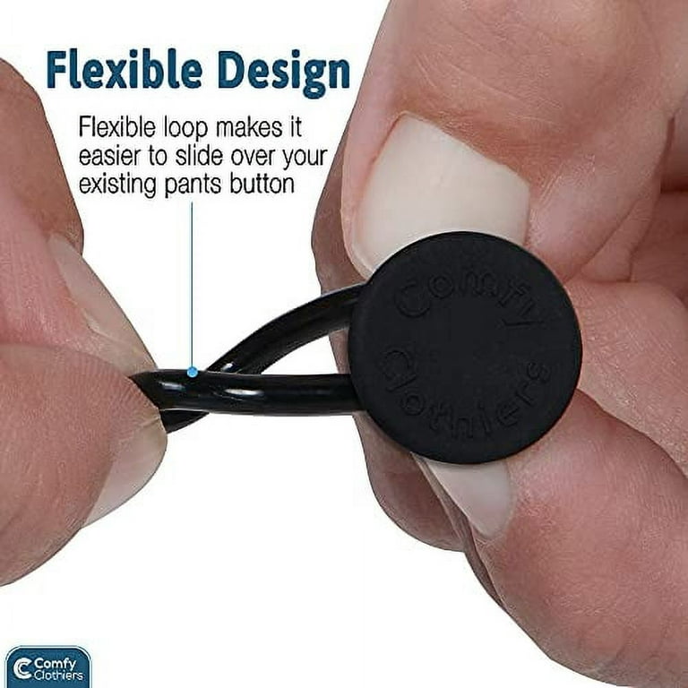 Flexible Button Waist Extenders for Pants (6-Pack Black) Men and