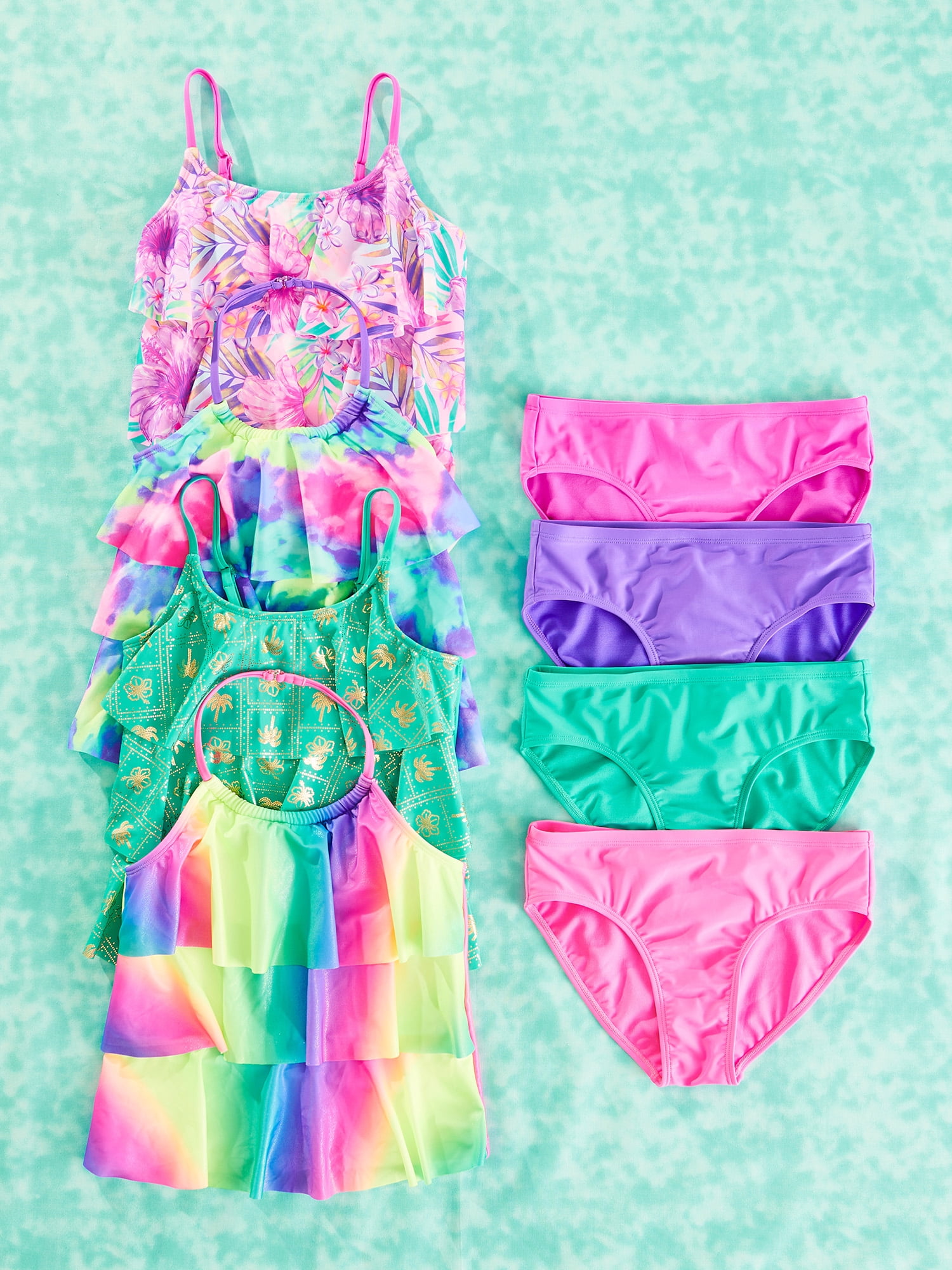 Justice Girls 2 piece Ruffle Tankini Swimsuit, sizes XS-XL