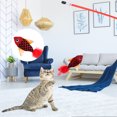 thumbnail image 4 of 3PCS Funny Fish Shaped Elastic String Feather Cat Stick Teaser Wand Pet Training ToyRed, 4 of 10