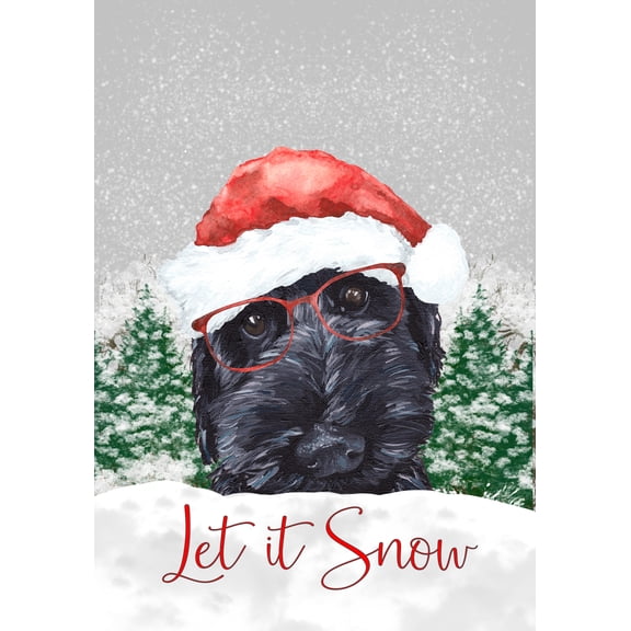 Labradoodle Black - Hippie Hound Studios Let it Snow Christmas House Flag