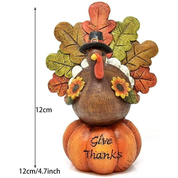 Halloween Pumpkin Decorations Props,Thanksgiving Decorations Resin Turkey Pumpkin Ornaments Tabletop Turkey Fall Autumn Decor for Thanksgiving Harvest Day
