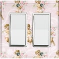 thumbnail image 1 of Metal Light Switch Plate Outlet Cover Romantic Pink Floral Cupid Damask Wallpaper AGL003, 1 of 13