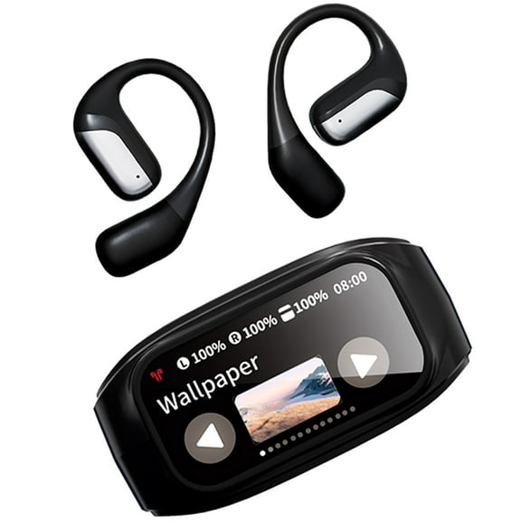 Acer Open Ear Headphones Wireless, Over Ear Earbuds with Ergonomic Earhook, Bass Boosted Bluetooth Headphones 5.4 with Smart Digital Display,Black