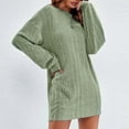 thumbnail image 2 of DHFJKG Womens Sweaters Dress Solid Color Round Neck Long Sleeve Loose Fit Mini Dress Casual Soft Dresses, 2 of 7