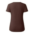thumbnail image 5 of T Shirts for Women Summer Short Sleeve Square Neck Ribbed Slim Fitted Casual Refreshing Breathable Resistant Daily Brown T-Shirts Sizes 2XL, 5 of 5