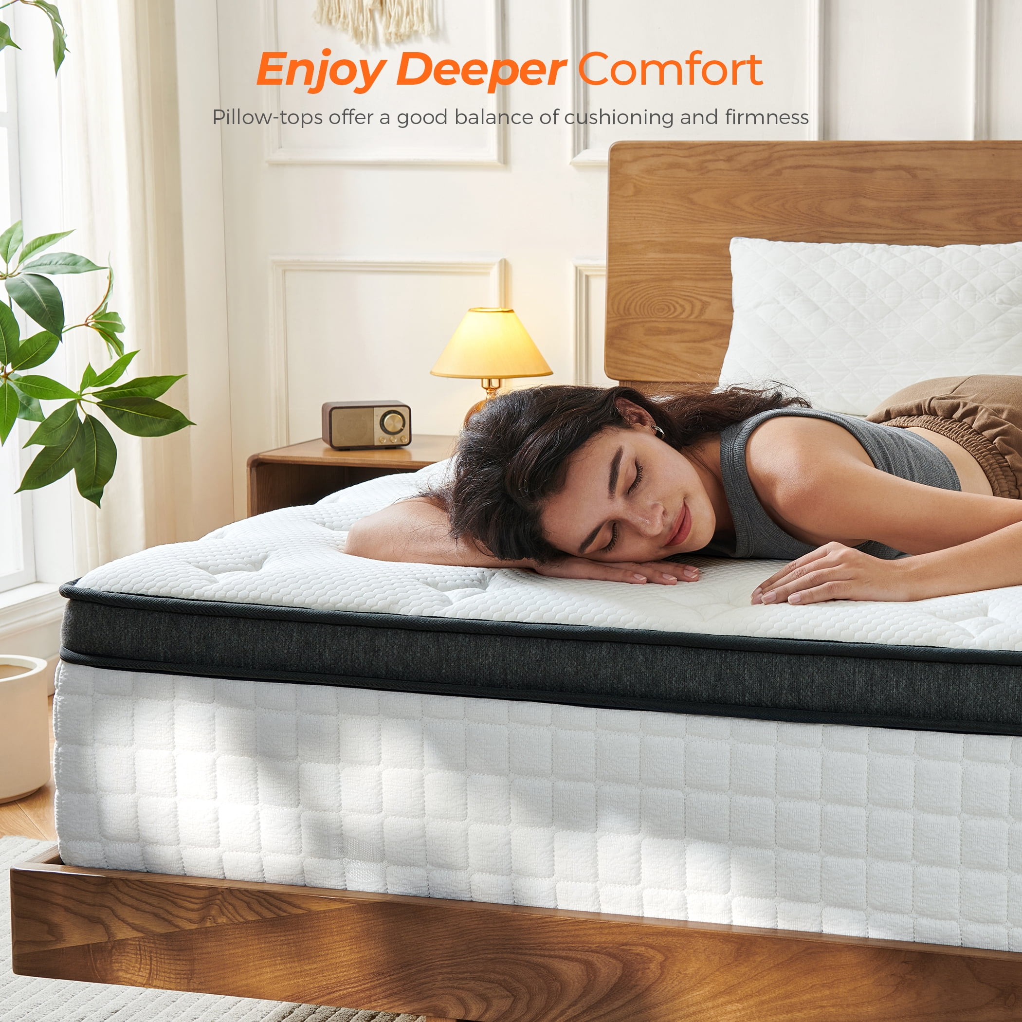 Vumece Full Size Mattress, 10 Inch Medium Firm Full Mattress in a Box, Hybrid Mattress with Individually Pocketed Coils for Targeted Support, Motion Isolation, CertiPUR-US Certified