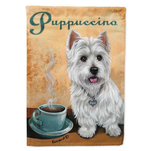 Carolines Treasures PPP3225GF Westie Puppuccino Flag Garden Size  Small multicolor