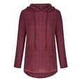 thumbnail image 5 of IROINNID Deals Plus Size Shirts for Women Cotton Shirts for Women Comfy Long Sleeve Hooded Button Round Neck Cotton Linen Top T-shirt,Burgundy, 5 of 7