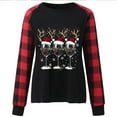 thumbnail image 2 of Uootdi Women's Christmas Long Sleeve Raglan Christmas Snowflake Plaid Red Wine Glass Santa Hat Graphic Gift Print Holiday Sweat shirt, 2 of 4