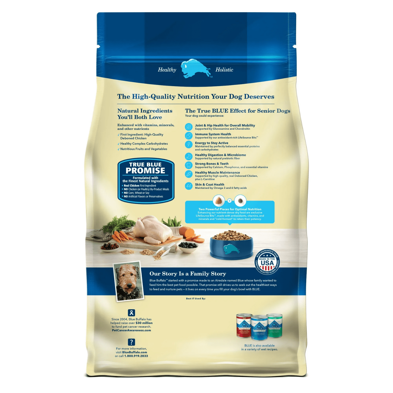 Blue Buffalo Life Protection Formula Croquettes Natural Senior pour Chiens Âgés, Poulet et Riz Brun