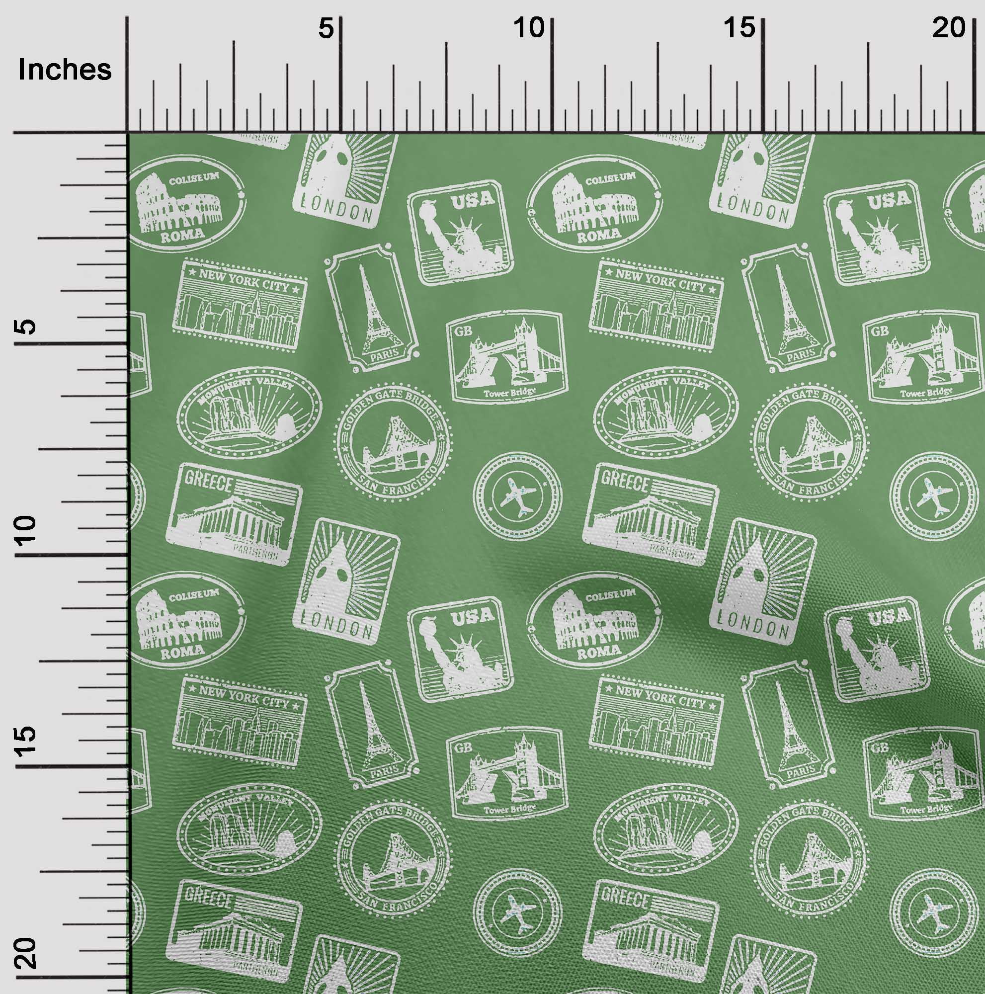 oneOone Polyester Lycra Forest Green Fabric Travel Diy Clothing Quilting Fabric Print Fabric By Yard 56 Inch Wide