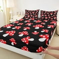 thumbnail image 3 of Homewish Red Cartoon Mushroom Twin Sheet Sets,Natural Plant Twin Fitted Sheet,Red Black White 03 For Girls Kids,Super Cozy Room Decor,3 Pieces, 3 of 7