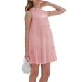 thumbnail image 4 of Langwyqu Sleeveless Loose Girls Solid Halter Sundress Ruffle Dress For 5-14 Y, 4 of 5