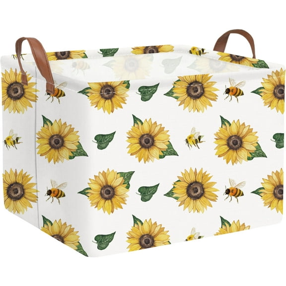Sunflower basket,Toy Organizer,Storage Basket,Waterproof foldable kids laundry basket,Sunflower Bedroom Decor,Gift Baskets(Sunflowers)