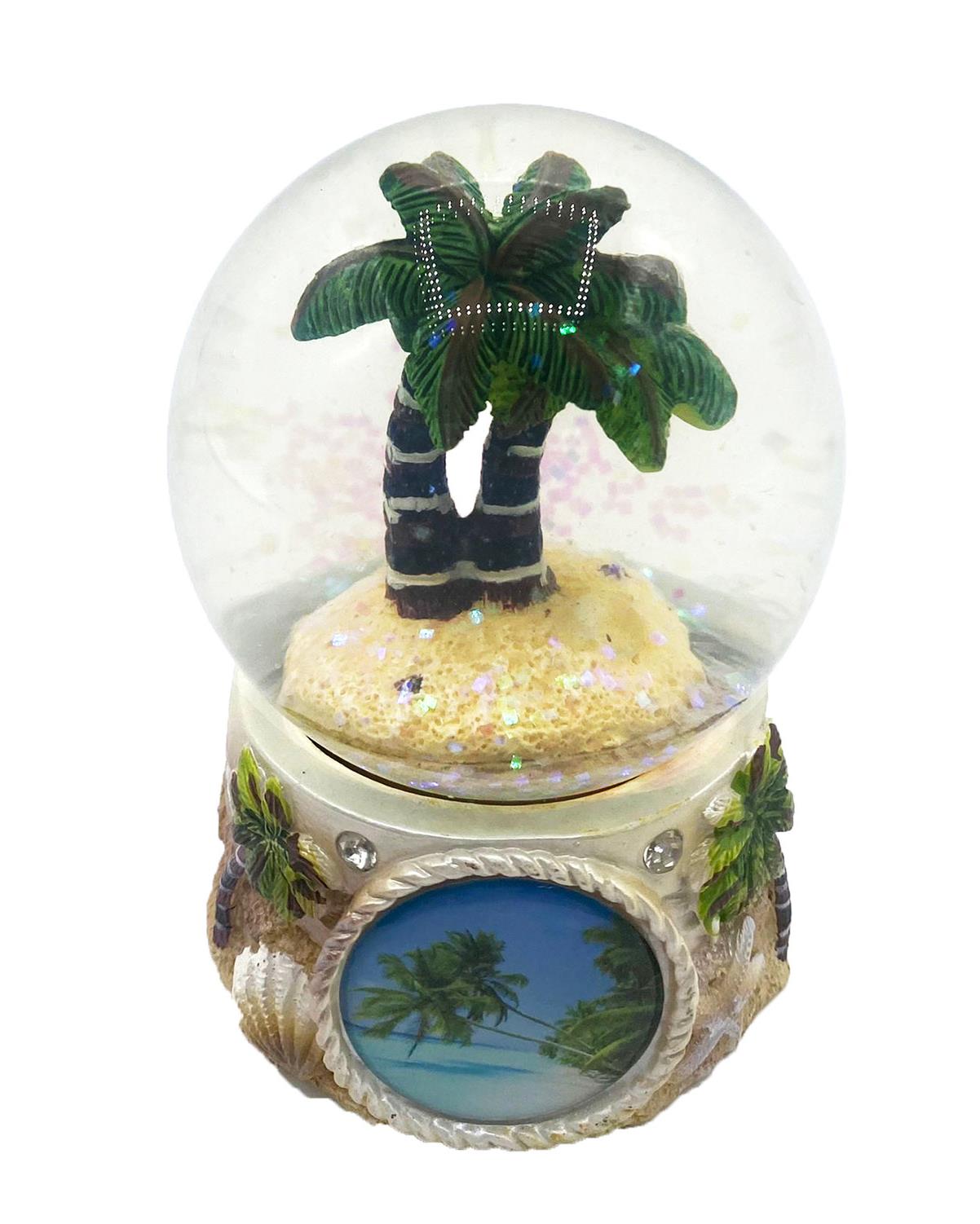 Gold Farb Palm Tree Snow Globe Ocean Life Beach Themed Gift Decor, Palm